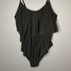Black Tiered One Piece Black Swimsuit Size 2XL